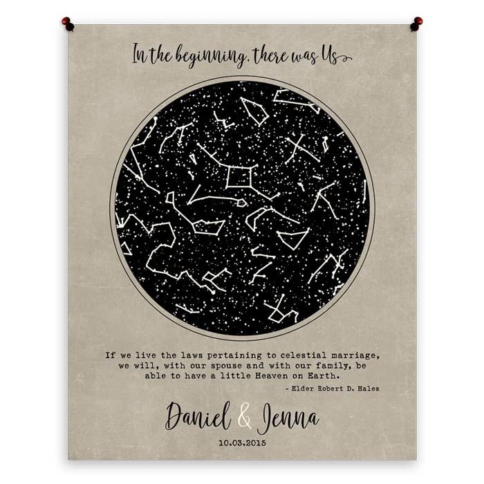 Lucky Tusk Celestial Marriage, Custom Star Map, LDS, Elder quote, In the Beginning, Night Sky Print, Wedding Gift, Astronomy Gift, Mormon #1735,