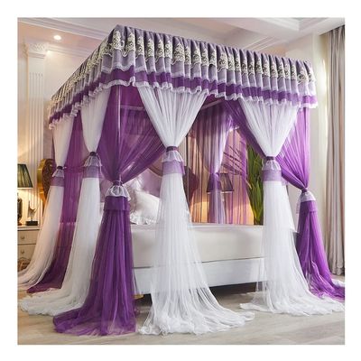 ZYYWX Bed Canopy Princess Style Lace Tent, Floor-to-Ceiling Mosquito Net/Bed Curtain with Stainless Steel Bracket, Easy to Install (Color : A8, Size : 180x200x210cm)
