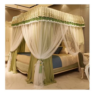 ZYYWX Bed Canopy Luxury Palace Lace Tent, Shading Windproof Mosquito Net, Floor-to-Ceiling Bed Curtain with Bracket (Color : A4, Size : 180x220x210cm)