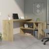 FM FURNITURE Dallas L-Shaped Home Office Desk, with Two Shelves and One Drawer - Light Oak Color. for Office view 1