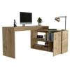 FM FURNITURE Dallas L-Shaped Home Office Desk, with Two Shelves and One Drawer - Light Oak Color. for Office view 3