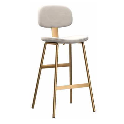 Bar Stools, 65/75cm Counter Stools, Velvet Breakfast Chairs with Back for Kitchen Living Room and Bar - Gold Metal Leg