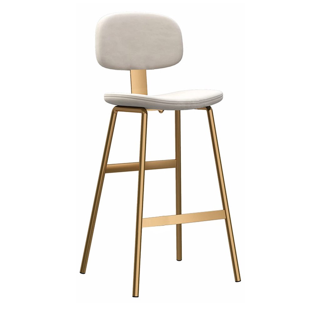 Bar Stools, 65/75cm Counter Stools, Velvet Breakfast Chairs with Back for Kitchen Living Room and Bar - Gold Metal Leg