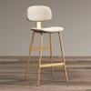 Bar Stools, 65/75cm Counter Stools, Velvet Breakfast Chairs with Back for Kitchen Living Room and Bar - Gold Metal Leg view 2