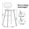Bar Stools, 65/75cm Counter Stools, Velvet Breakfast Chairs with Back for Kitchen Living Room and Bar - Gold Metal Leg view 3