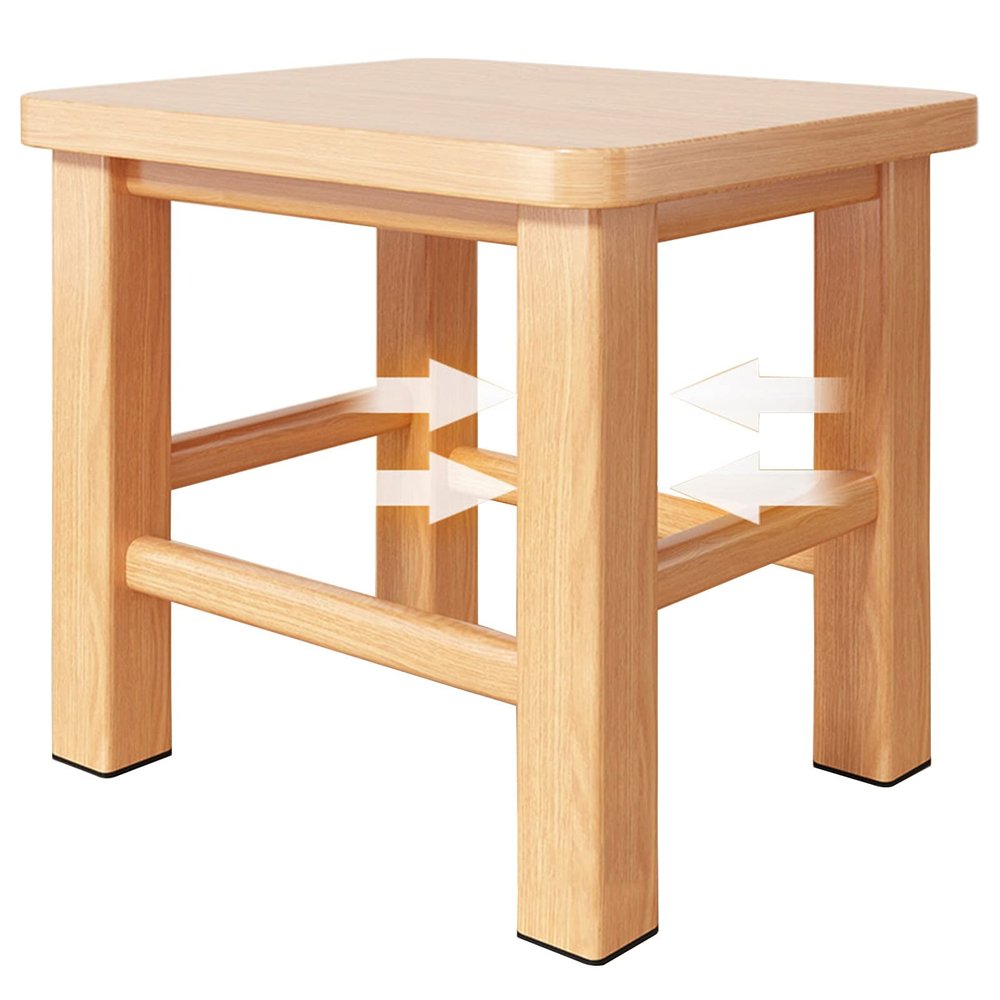 Solid Wood Stool Wooden Small Foot Step Stools Wood Step Stool, Portable Rectangle Bed Stool, Small Step Ladder for Kitchen Bathroom, Foot Rest Stools Under Desk, Strong and Durable for Adults and El