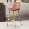 LOUFOU Counter Height Bar Stools PU Leather Barstools with Back, Armless Bar Chairs Dining Chairs Set of 2, for Kitchen Counter, Home and Restaurants Indoor Outdoor 65/75cm view 2