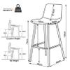 LOUFOU Counter Height Bar Stools PU Leather Barstools with Back, Armless Bar Chairs Dining Chairs Set of 2, for Kitchen Counter, Home and Restaurants Indoor Outdoor 65/75cm view 3