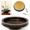 Japanese Classical Ikebana Vase Kit, Minimalist Ceramics Flower Pot Flower Shallow Container with 2.4inch Flower Frog and 2-in-1 Flower Arrangement Kenzan Needle Straightening Tool view 1