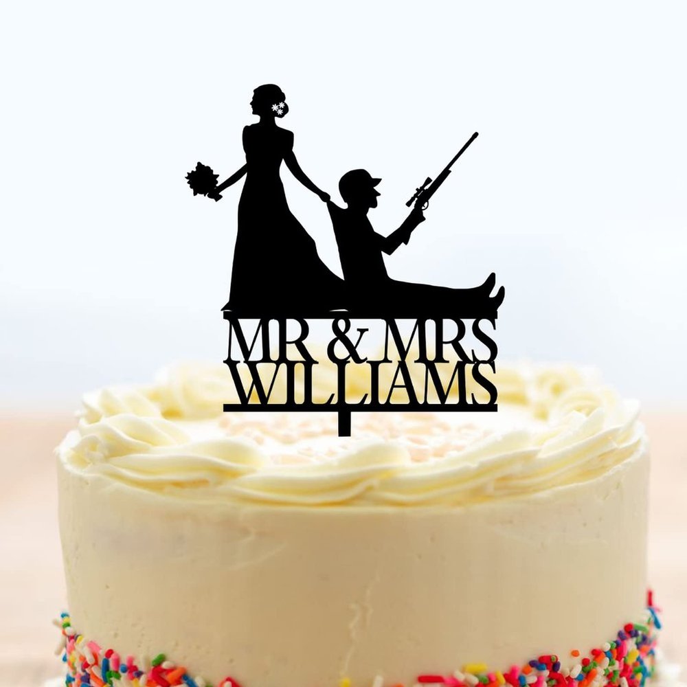 Mr&Mrs Personalized Bride & Groom Silhouette Cake Toppers, Black Acrylic Wedding Cake Toppers, Silhouette Baby Shower Cake Topper, Rustic Wedding Cake Topper, Wedding Bridal Shower Anniversary