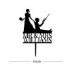 Mr&Mrs Personalized Bride & Groom Silhouette Cake Toppers, Black Acrylic Wedding Cake Toppers, Silhouette Baby Shower Cake Topper, Rustic Wedding Cake Topper, Wedding Bridal Shower Anniversary view 2