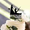 Mr&Mrs Personalized Bride & Groom Silhouette Cake Toppers, Black Acrylic Wedding Cake Toppers, Silhouette Baby Shower Cake Topper, Rustic Wedding Cake Topper, Wedding Bridal Shower Anniversary view 4