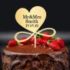 Mirrored Gold Acrylic Cake Topper, Mr And Mrs Name Cake Topper, Anniversary Baptism Cake Topper Last Name Cake Topper, Groom Party Decor view 1