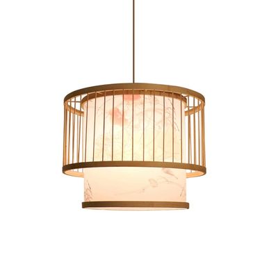 Demeanor LED Chandeliers, Retro Woven Natural Bamboo and Rattan Woven Creative Nostalgic Adjustable Restaurant Tea Room Bedroom Living Room Coffee Shop Bamboo (Size : 40cm*30cm)