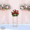 2Pcs Metal Flower Floor Vase Column Flower Stand Geometric Centerpieces Vase for Home Party Wedding Table Decoration Supply Gold (2PCS 11x11x31.5 inch) view 2
