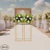 2Pcs Metal Flower Floor Vase Column Flower Stand Geometric Centerpieces Vase for Home Party Wedding Table Decoration Supply Gold (2PCS 11x11x31.5 inch) view 3