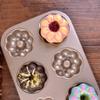 cheesecake pan Fluted Cake Pan Non-stick Carbon Steel Fancy Donuts Molds Gold Bakeware 6-Cups Multi-cavity Mini Cake Pan Flower Heart Shape cake mold (Size : Fancy shape) view 4