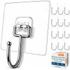 GLUIT Adhesive Large Wall Hooks for Hanging Heavy Duty 22 lbs Hooks for Walls No Drill, Towel Sticky Clear Hooks, Waterproof, Home, Bathroom, Kitchen, Office, and Outdoor 12 Pack view 1