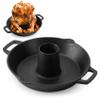 Onlyfire Universal Cast Iron Chicken Roaster, Pre-Seasoned Poultry Roaster Beer Can Turkey Holder with Roasting Pan for Most Grills and Oven view 1
