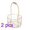 Firlar 2 Pack Metal Wedding Basket With Handle, Portable Flower Basket, Rustic Flower Girl Basket,gold Decorated Basket, Geometric Flower Girl Basket Organizer Bin For Wedding Home Decoration, Gold view 2