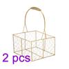 Firlar 2 Pack Metal Wedding Basket With Handle, Portable Flower Basket, Rustic Flower Girl Basket,gold Decorated Basket, Geometric Flower Girl Basket Organizer Bin For Wedding Home Decoration, Gold view 2