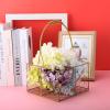 Firlar 2 Pack Metal Wedding Basket With Handle, Portable Flower Basket, Rustic Flower Girl Basket,gold Decorated Basket, Geometric Flower Girl Basket Organizer Bin For Wedding Home Decoration, Gold view 3