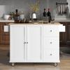 GLCHQ Kitchen Island Cart with Locking Wheels Mobile Drop Leaf Breakfast Bar with Drawers and Storage Cabinet Kitchen Trolley with Spice Rack, Towel Rack (White, 52.7W 3Drawers 2Doors) view 1