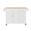 GLCHQ Kitchen Island Cart with Locking Wheels Mobile Drop Leaf Breakfast Bar with Drawers and Storage Cabinet Kitchen Trolley with Spice Rack, Towel Rack (White, 52.7W 3Drawers 2Doors) view 2