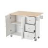 GLCHQ Kitchen Island Cart with Locking Wheels Mobile Drop Leaf Breakfast Bar with Drawers and Storage Cabinet Kitchen Trolley with Spice Rack, Towel Rack (White, 52.7W 3Drawers 2Doors) view 3