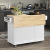 GLCHQ Kitchen Island Cart with Locking Wheels Mobile Drop Leaf Breakfast Bar with Drawers and Storage Cabinet Kitchen Trolley with Spice Rack, Towel Rack (White, 52.7W 3Drawers 2Doors) view 4