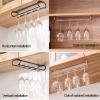 14 Inch Wine Glass Rack, Stainless Steel Under Shelf Wine Glass Holder, Can Hold 3-5 Wine Glasses, Hanging Hanger Stemware Holder For Bar Kitchen(Black/Chrome) (Color : Black, Size : 1pcs) view 3