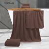 TENSTARS Luxury Silk Hemming Towel Set - Light Thin Quick Drying - 2 Bath Towels 2 Hand Towels 2 Washcloths - Ultra Soft Microfiber Towel for Bath Fitness, Sports, Yoga, Travel (Wood Brown 6 Pieces) view 2