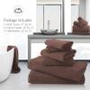 TENSTARS Luxury Silk Hemming Towel Set - Light Thin Quick Drying - 2 Bath Towels 2 Hand Towels 2 Washcloths - Ultra Soft Microfiber Towel for Bath Fitness, Sports, Yoga, Travel (Wood Brown 6 Pieces) view 3
