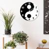 Mighun Decorative Silent No Ticking Wall Clock Black and White Numbers Yin Yang Round Modern Wooden Clocks for Bedroom Living Room Home Office School Wall Art Decor, 12 Inches view 3