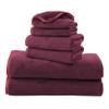 TENSTARS Microfiber Coral Velvet Luxury Silk Hemming Towel Set - Light Thin Quick Drying - 2 Bath Towels, 2 Hand Towels, 2 Washcloths - Burgundy 6 Pieces view 1