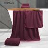 TENSTARS Microfiber Coral Velvet Luxury Silk Hemming Towel Set - Light Thin Quick Drying - 2 Bath Towels, 2 Hand Towels, 2 Washcloths - Burgundy 6 Pieces view 2