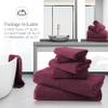 TENSTARS Microfiber Coral Velvet Luxury Silk Hemming Towel Set - Light Thin Quick Drying - 2 Bath Towels, 2 Hand Towels, 2 Washcloths - Burgundy 6 Pieces view 3