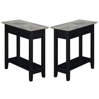 Home Square Furniture Top End Table in Black Wood Finish - Set of 2