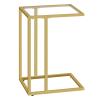 HOOBRO C Shaped End Table, Side Table for Sofa, Couch Table for Small Space with Tempered Glass, Metal Frame, Modern Style, Gold GD03SF01G1 view 1