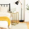 HOOBRO C Shaped End Table, Side Table for Sofa, Couch Table for Small Space with Tempered Glass, Metal Frame, Modern Style, Gold GD03SF01G1 view 4