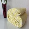 100% Cotton Muslin Striped Throw Blanket, 4 Layers Bedspread, Soft Turkish Cotton Muslin Bed Cover, Reversible Coverlet, Yellow (Throw 47x71-120x180cm) view 1
