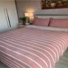 100% Cotton Muslin Striped Throw Blanket, 4 Layers Bedspread, Soft Turkish Cotton Muslin Bed Cover, Reversible Coverlet, Brick Red (Full/Queen Size 91x95-230x240cm) view 4