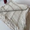 100% Cotton Muslin Striped Throw Blanket, 4 Layers Bedspread, Soft Turkish Cotton Muslin Bed Cover, Reversible Coverlet, Mink (King Size 95x102-230x260cm) view 2