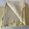 100% Cotton Muslin Striped Throw Blanket, 4 Layers Bedspread, Soft Turkish Cotton Muslin Bed Cover, Reversible Coverlet, Yellow (Full/Queen Size 91x95-230x240cm) view 2