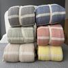 100% Cotton Muslin Striped Throw Blanket, 4 Layers Bedspread, Soft Turkish Cotton Muslin Bed Cover, Reversible Coverlet, Yellow (King Size 95x102-230x260cm) view 3