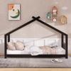 Harper & Bright Designs Twin Size House Bed for Kids, Wooden House Bed Frame with Headboard and Footboard, House Floor Bed with Slat Support, No Box Spring Needed (Espresso) view 3