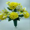 DIY Cemetery Silk Flower Bouquet Yellow Carnations White Lilies for Grave-site Present in Remembrance of Loved Ones Or Home Garden - view 1