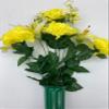 DIY Cemetery Silk Flower Bouquet Yellow Carnations White Lilies for Grave-site Present in Remembrance of Loved Ones Or Home Garden - view 2