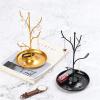 jinyi2016SHOP Jewelry Hanger Freestanding Jewelry Hanger Tree-Shaped Iron Tray Jewelry Rack Creative Girls Dressing Table Earrings Necklace Storage Display Rack Jewelry Tree (Color : Gold) view 3