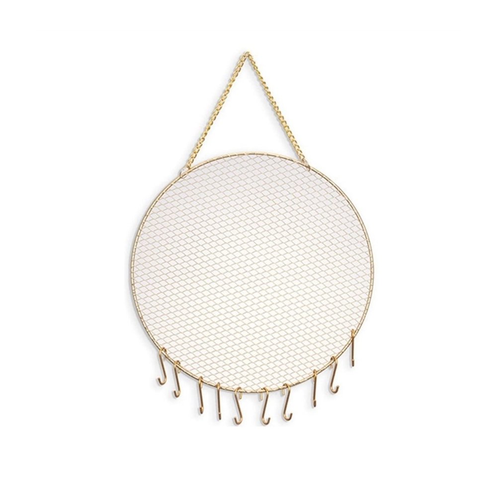 jinyi2016SHOP Jewelry hanger Exquisite Interior Ornament Metal Grid Shape Earring Holder Wall Mounted Hanging Jewelry Organizer with Hooks for Dangle Jewelry tree